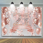 Lofaris Rose Gold Balloon Happy 21St Birthday Backdrop For Girl